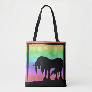 Bolsa Tote Unicórnio místico (arco-íris mole/círculos nefasto
