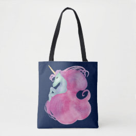 Bolsa Tote Unicórnio Rosa bonito, Azul