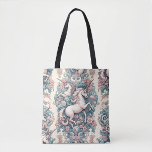 Bolsa Tote Unicórnios Místicos Vitorianos: Floral Encantado