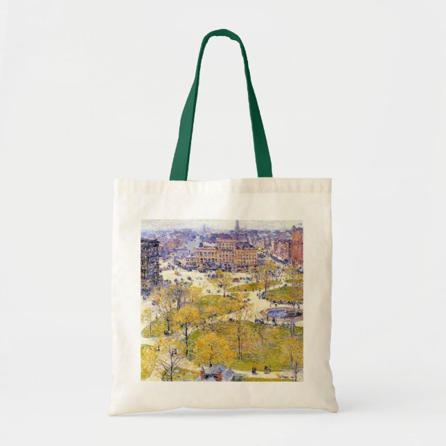 Bolsa Tote Union Square em Primavera por Frederick Childe Has (Frente)