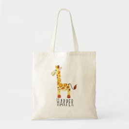 Bolsa Tote Unisex Watercolor Baby Giraffe Safari e Nome