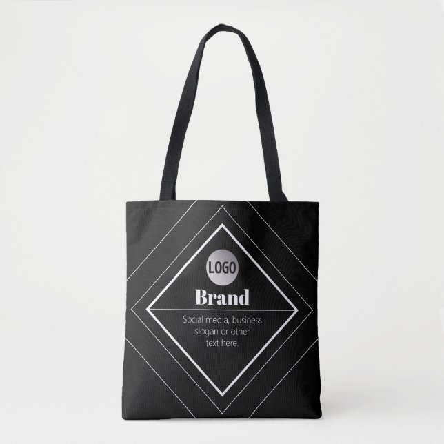 Bolsa Tote Upload Your Logo & Customizable Text Design (Frente)