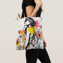 Bolsa Tote Urban Bloom: Double-Sided Graffiti & Botanical Art