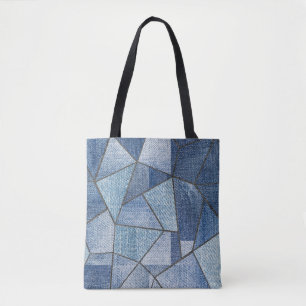 Bolsa Tote Urbano Denim: Design de Patchwork com Distúrbios