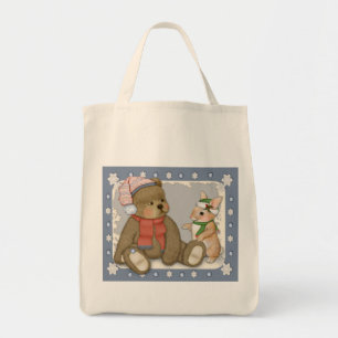 Bolsa Tote Ursinho de Natal da neve e coelho
