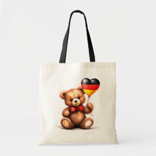 Bolsa Tote ursinho de peluche e balão com a bandeira alemã.