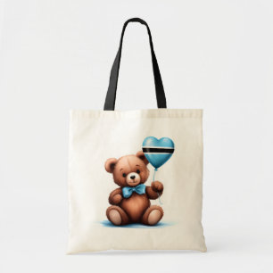 Bolsa Tote ursinho de peluche e balão com a bandeira Botsuana