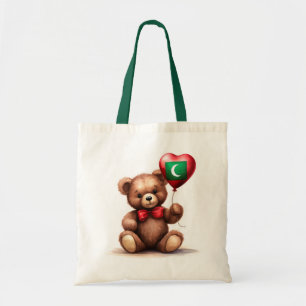 Bolsa Tote ursinho de pelúcia e balão com a bandeira das Mald