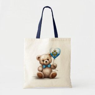 Bolsa Tote ursinho de pelúcia e balão com a bandeira de São M
