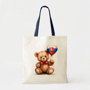 Bolsa Tote ursinho de pelúcia e balão com a bandeira eslovaca