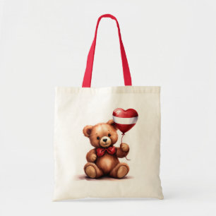 Bolsa Tote ursinho de pelúcia e balão com a bandeira letã.