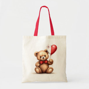 Bolsa Tote ursinho de pelúcia e balão com a bandeira maltesa.
