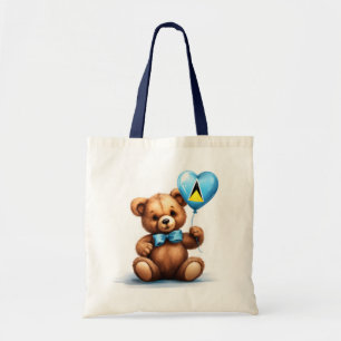 Bolsa Tote ursinho de pelúcia e balão com a bandeira Santo Lu