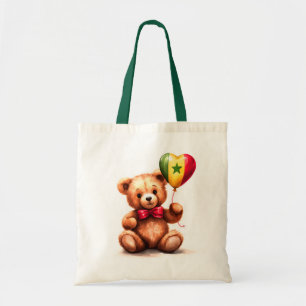 Bolsa Tote ursinho de pelúcia e balão com a bandeira senegale