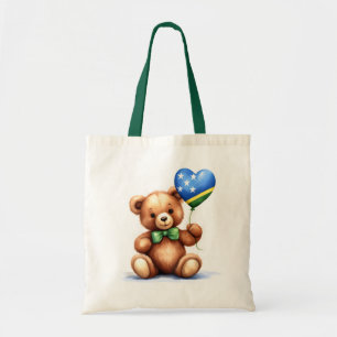 Bolsa Tote ursinho e balão com bandeira das Ilhas Salomão