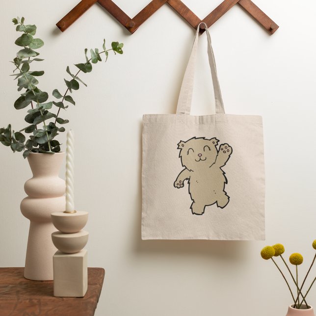 Bolsa Tote Urso Adorável Acenando e Sorridente (Criador carregado)