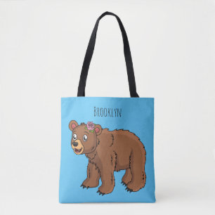 Bolsa Tote Urso bonito com ilustração de desenho animado de