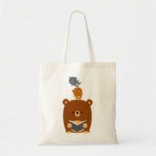 Bolsa Tote Urso bonito da leitura dos desenhos animados e