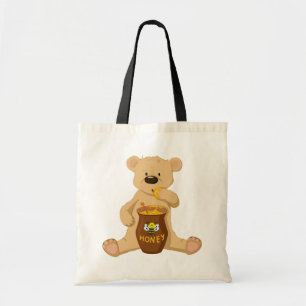 Bolsa Tote Urso bonito que come o mel