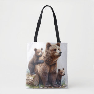 Bolsa Tote Urso Castanho com Dois Cubos