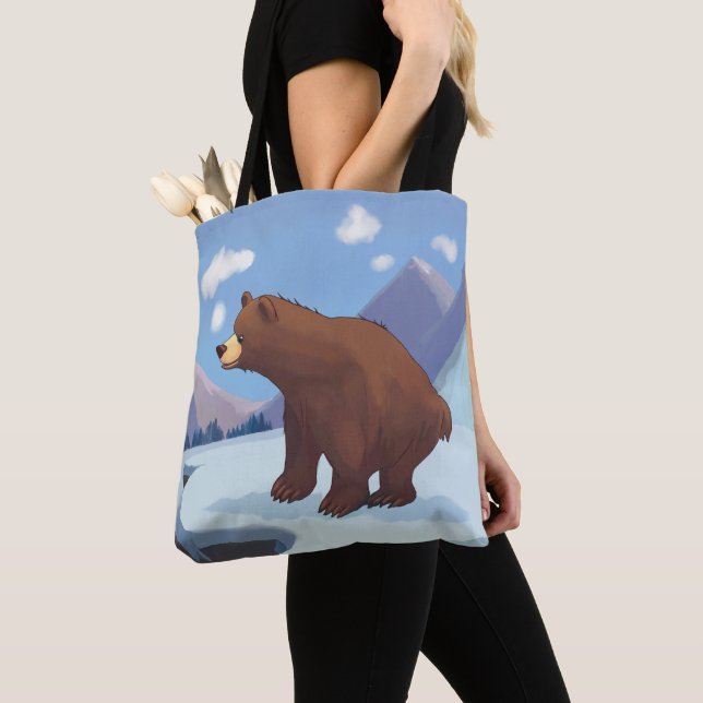 Bolsa Tote Urso castanho nas montanhas (Close Up)