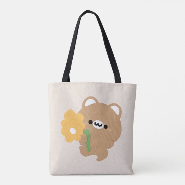 Bolsa Tote Urso Castanho Romântico bonito (Verso)