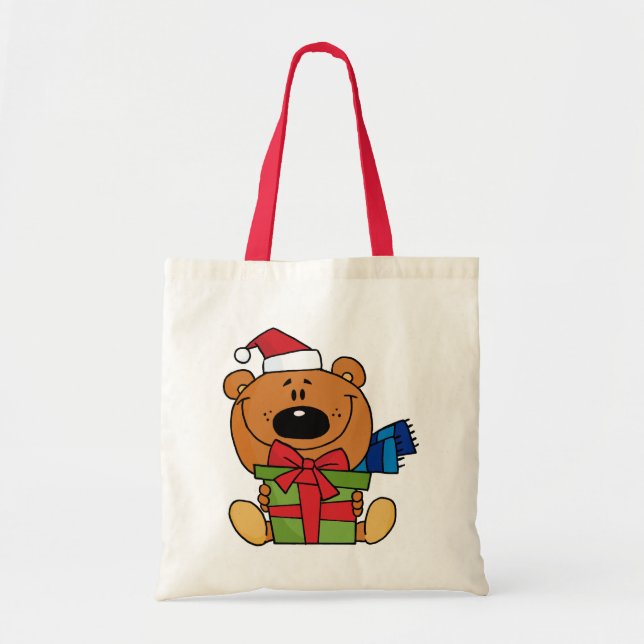 Bolsa Tote Urso com Camisetas de Natal e presentes (Frente)
