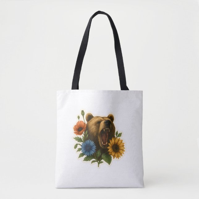 Bolsa Tote Urso com Flores (Frente)