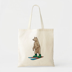 Bolsa Tote Urso como esquiador com esqui