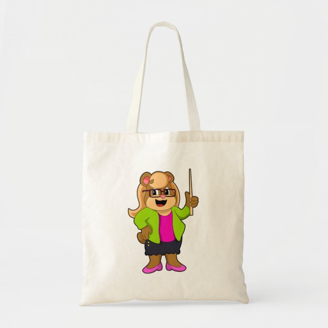 Bolsa Tote Urso como Professor com Óculos (Frente)