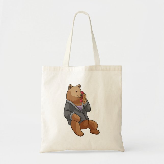 Bolsa Tote Urso como Secretário com Telefone (Frente)