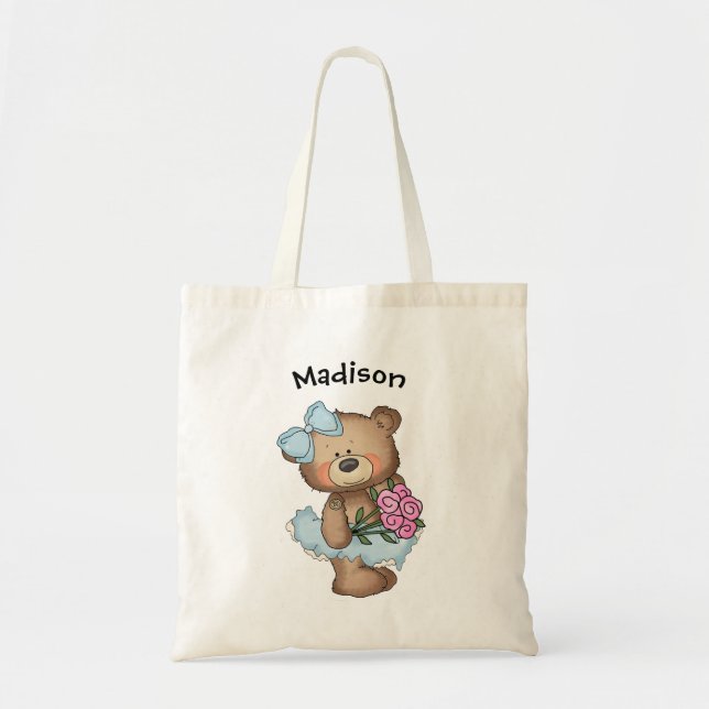 Bolsa Tote Urso da bailarina no tutu azul (Frente)