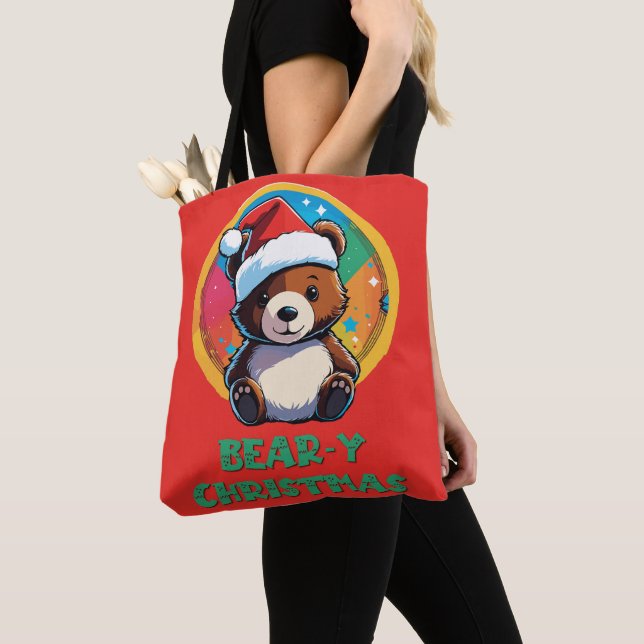 Bolsa Tote Urso de Natal Bonito Adorável Kawaii Chibi (Close Up)