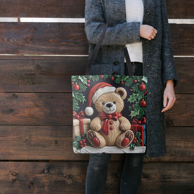 Bolsa Tote Urso de Natal e Presentes (Criador carregado)