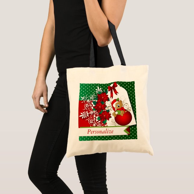 Bolsa Tote Urso de Natal Feriado (Frente (produto))