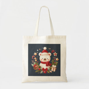 Bolsa Tote Urso de Natal/Inverno em coroa