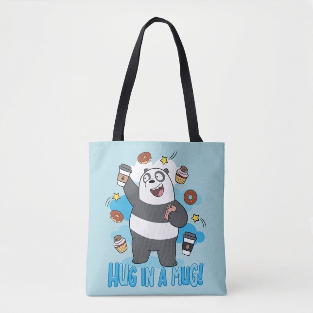 Bolsa Tote Urso de Panda - Abraçar uma Caneca! (Frente)
