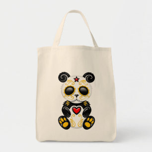 Bolsa Tote Urso de panda amarelo e vermelho do açúcar do