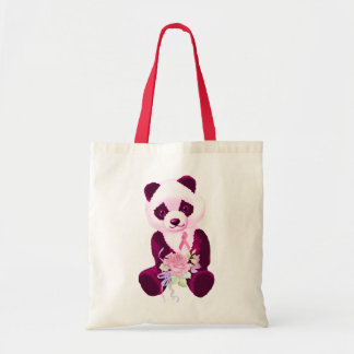 Bolsa Tote Urso de panda cor-de-rosa da fita