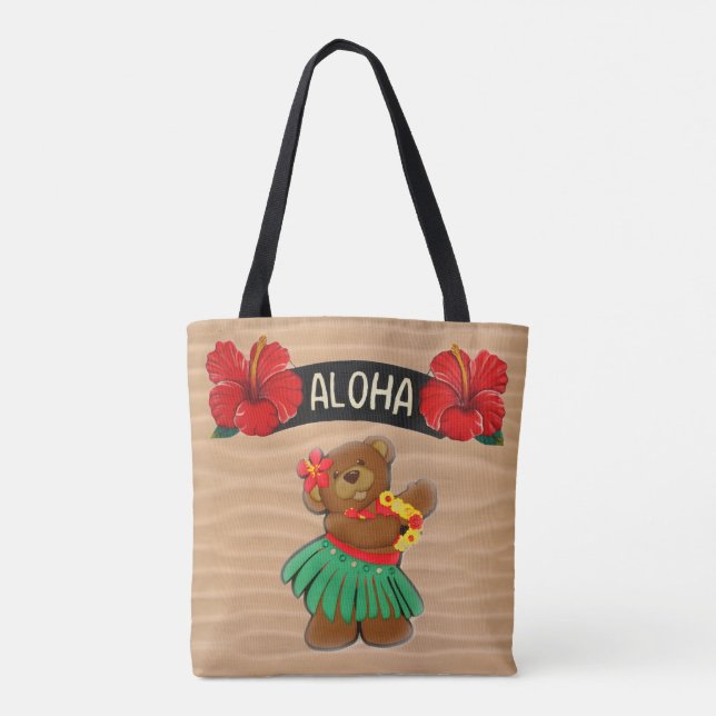 Bolsa Tote Urso de pelúcia Aloha Hula (Verso)