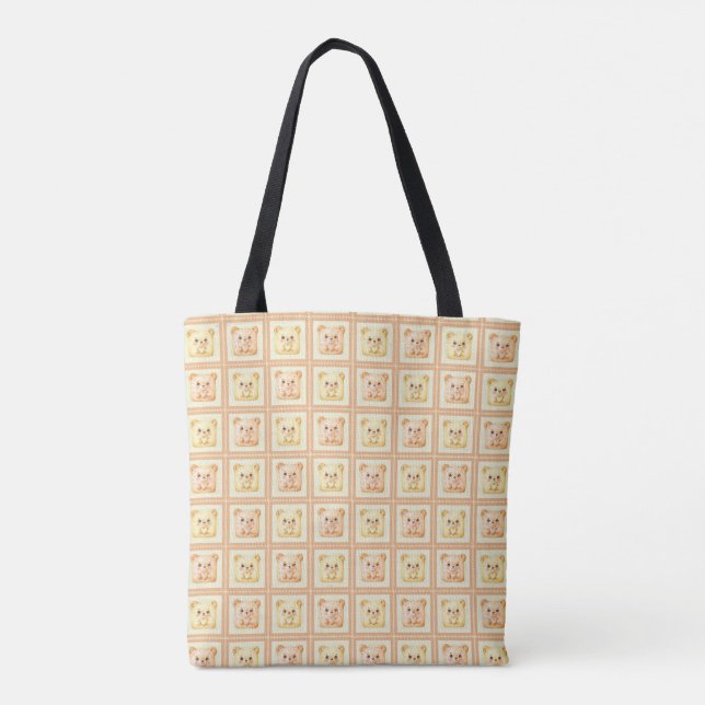 Bolsa Tote Urso de pelúcia de cookie de mel em patchwork fofo (Verso)