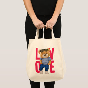 Bolsa Tote Urso de pelúcia do Dia dos Namorados Design Amor