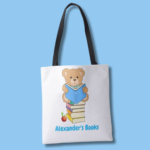 Bolsa Tote Urso de Pelúcia Lendo Seus Livros Personalizado
