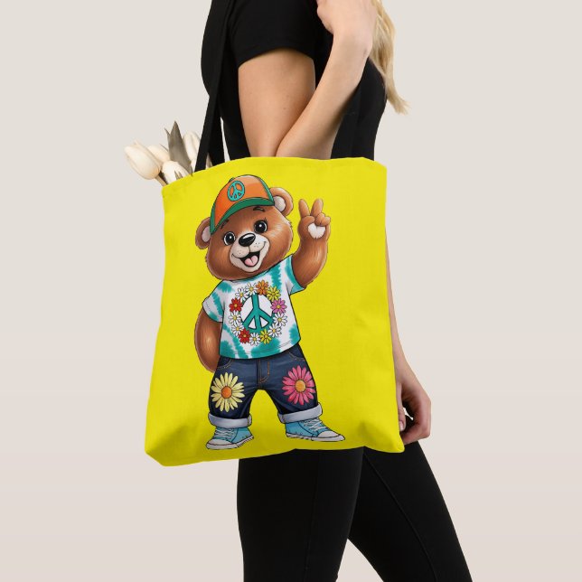 Bolsa Tote Urso de Teddy com roupa pacífica ocasional 1 (Close Up)