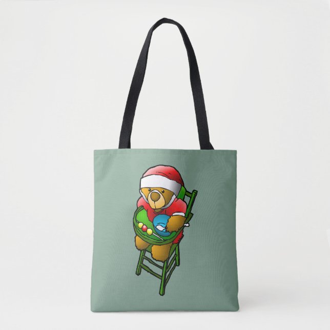 Bolsa Tote Urso de Teddy de Natal (Frente)