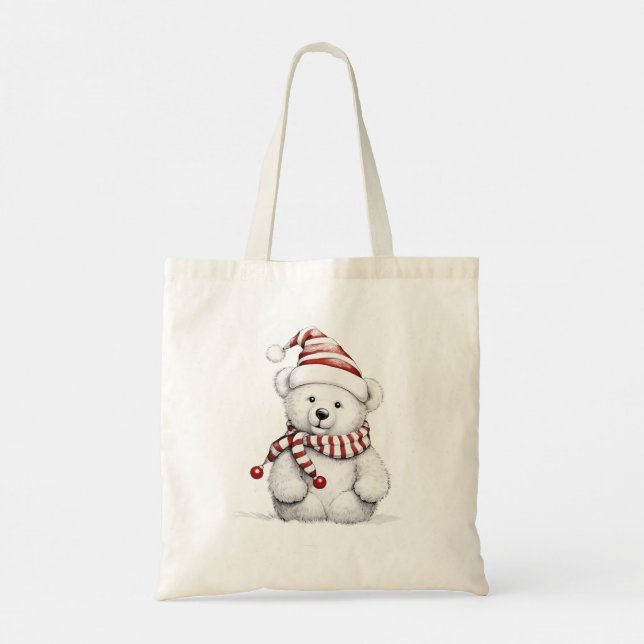 Bolsa Tote Urso de Teddy de Natal (Verso)