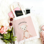 Bolsa Tote Urso de Teddy Rosa Pink Pastel de Bela Moderna com<br><div class="desc">Urso de Teddy Rosa Pink Pastel de Bela Moderna com Nome</div>