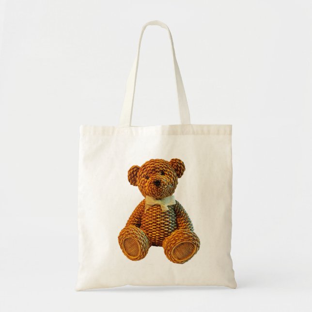 Bolsa Tote Urso de ursinho de vime de Brown (Frente)