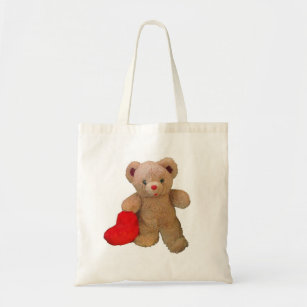 Bolsa Tote Urso de ursinho vermelho grande do coração