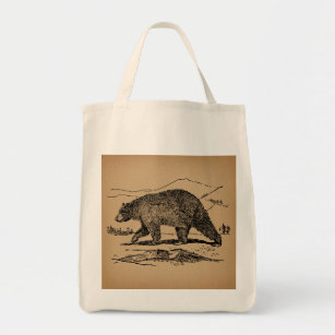 Bolsa Tote Urso de Vintagem Ilustrado com Arte Antecipada